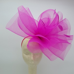Hot Pink Fuchsia Kentucky Derby Fascinator - Wedding Hat, Easter, Tea Party Hat, Bridal Hat, Church Hat, Fancy Hat