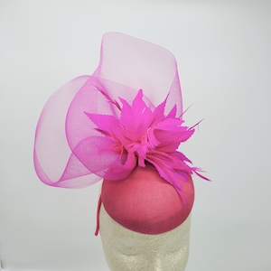 Fuchsia Kentucky Derby Fascinator - Hot Pink Wedding Hat, Easter, Tea Party Hat, Bridal Hat, Church Hat, Fancy Hat