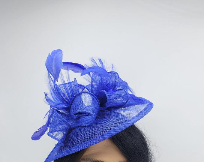 Blue Fascinator, Royal  Blue