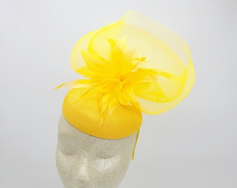 Yellow Fascinator Wedding Hat