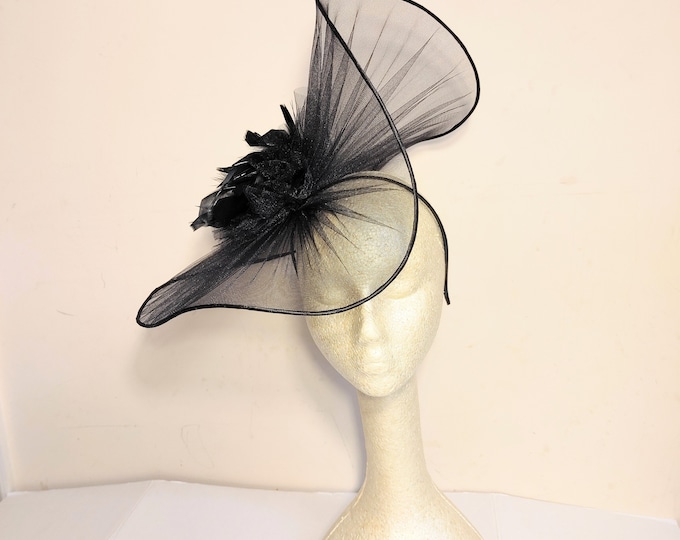 Black Fascinator Hat: Kentucky Derby Race Day Tea Party Headband