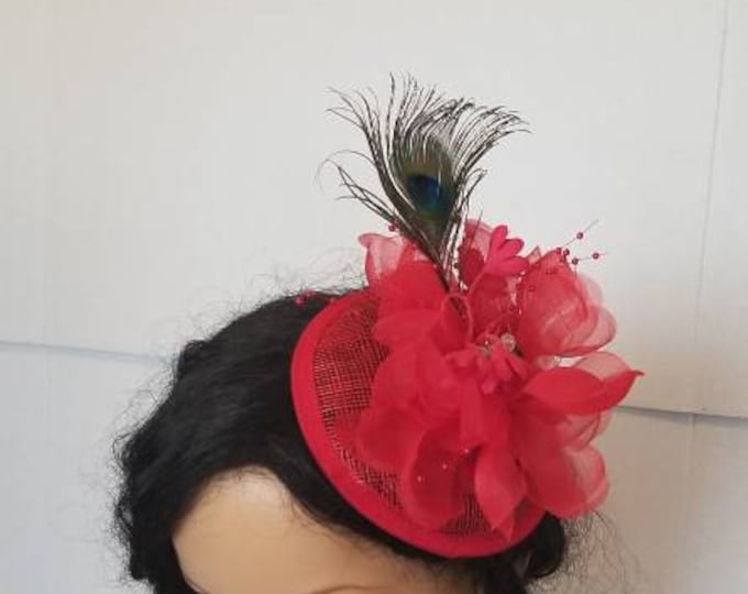 Red Fascinator Hat Vintage