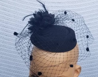 Black Fascinator Hat Pillbox