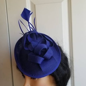 Royal Blue Kentucky Derby Fascinator - Wedding Hat, Race Hat, Tea Party Hat, Bridal Hat, Church Hat, Fancy Hat