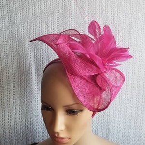 Fuchsia Kentucky Derby Fascinator - Wedding Hat, Race Hat, Tea Party Hat, Bridal Hat, Church Hat