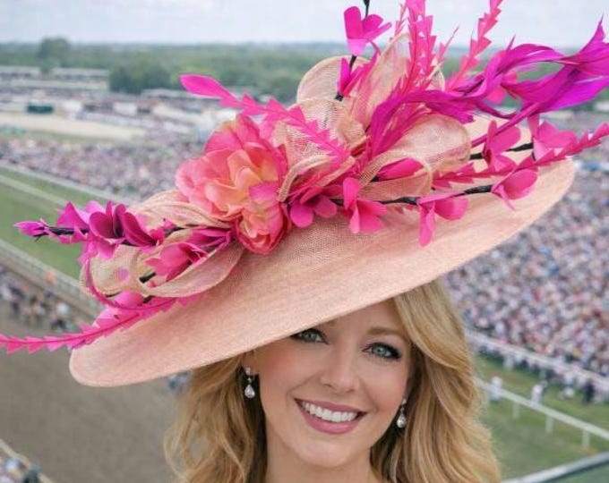 Pale Peach Fascinator- Wedding Hat, Kentucky Derby Race, Vintage