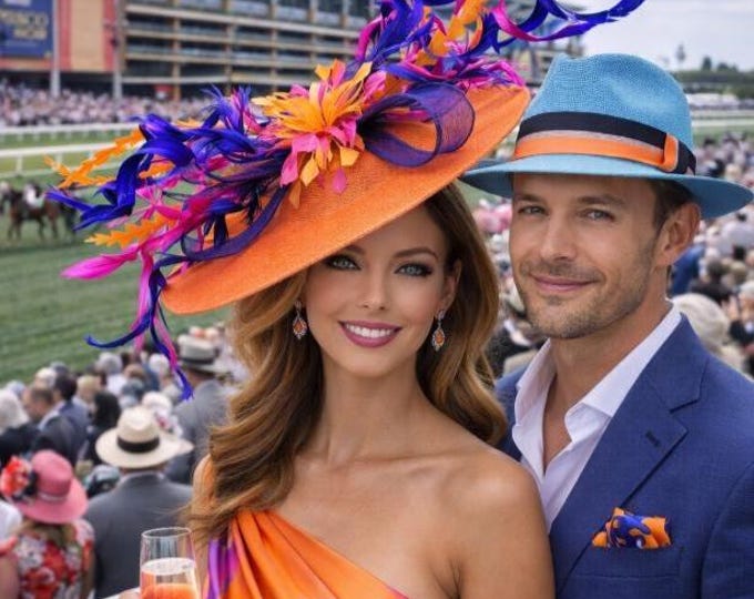 Orange, blue and Hot Pink Fascinator