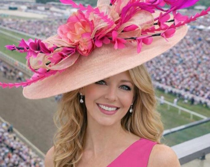 Pale Peach Fascinator- Wedding Hat, Kentucky Derby Race, Vintage