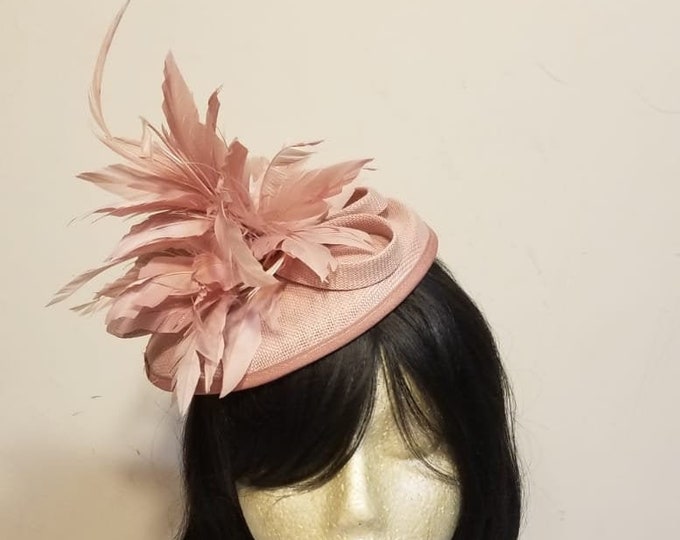 Pale Pink Fascinator Hat - Wedding Hat, Kentucky Derby Hat, Race Hat, Tea Party Hat, Church Hat, Vintage