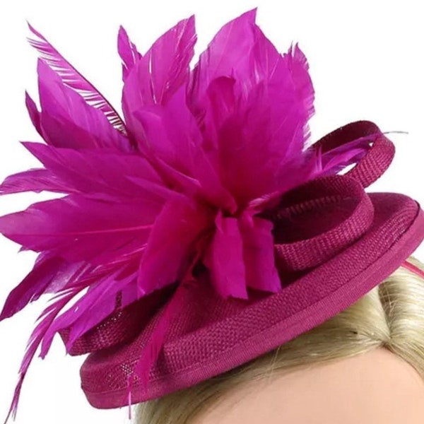 Magenta Kentucky Derby Fascinator - Wedding Hat, Fuchsia Hat, Church Hat, Easter Hat, Fancy Hat