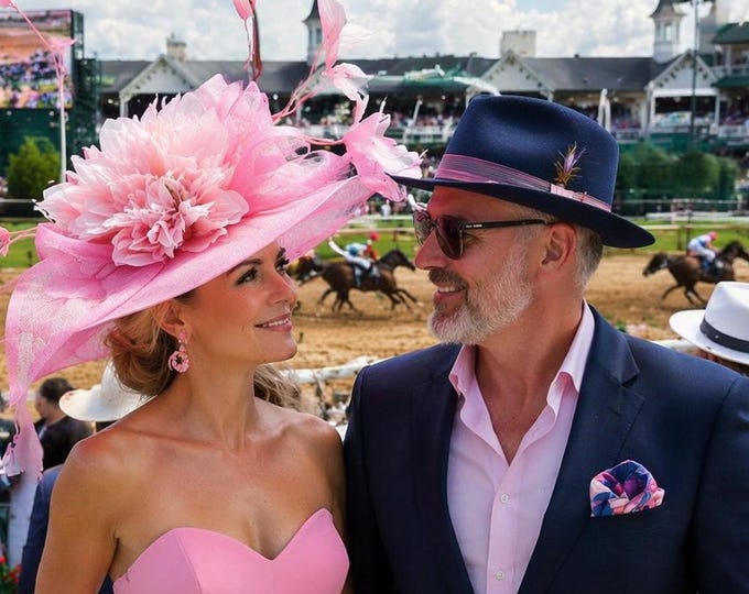 Large Bubble Gum Pink Kentucky Derby Hat ‐ Easter, Church