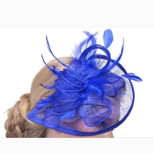 Royal Blue Kentucky Derby Fascinator, Wedding Hat, Royal Ascot, Race Hat, Church Hat