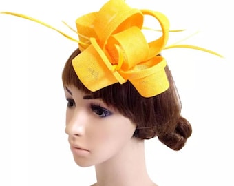 Yellow and Black Small Fascinator Now on Sale!