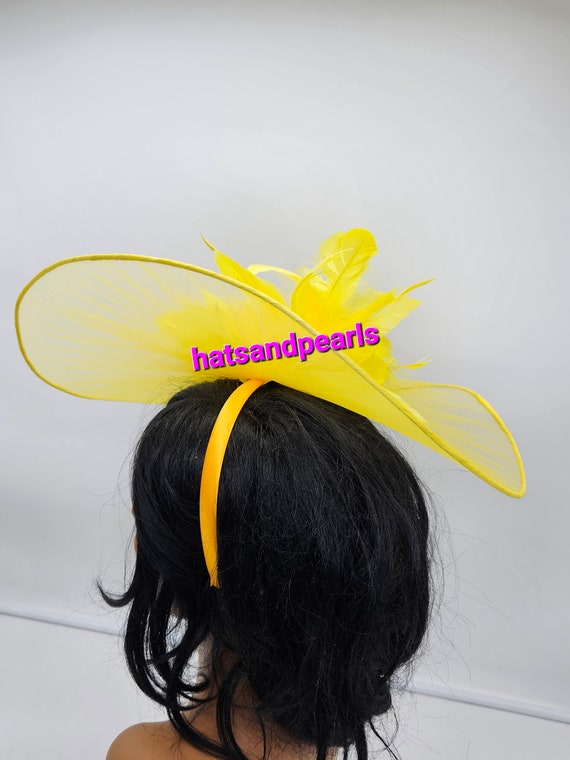 Extra Large Yellow Kentucky Derby Fascinator: Wedding, Tea  display picture 1
