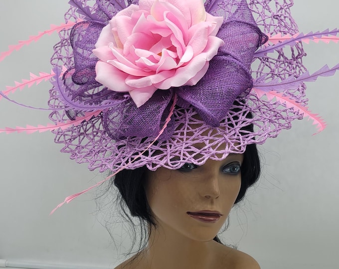 Lavender Lilac and pink Fascinator Hat - Lilac