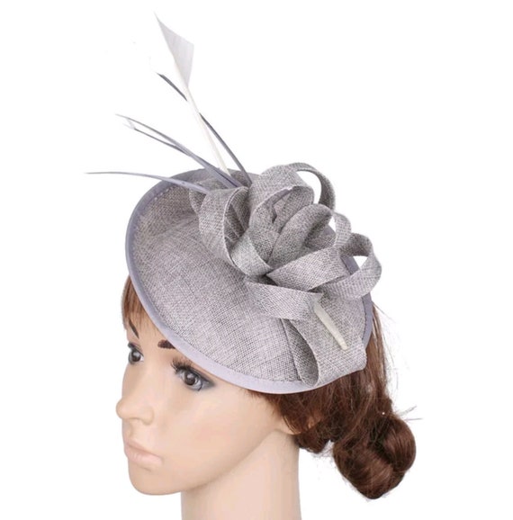 Silver Gray Sinamay Fascinator Hat: Kentucky Derby, Wedding  display picture 1