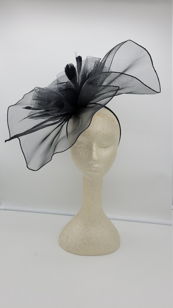 Large Black Crinoline Fascinator: Kentucky Derby Race Hat - Etsy display picture 1