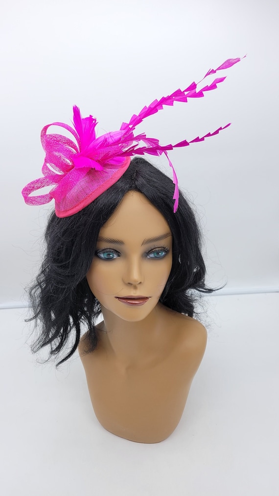 NEW Kentucky Derby, Tea Party Hot Pink Fascinator Hat Hot Pink Kentucky Derby Fascinator,hot Pink Derby Hat,pink  main image 3