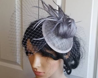 Silver/Gray Facinator Wedding Bridesmaids Fascinator Ascot Kentucky Derby Hat Tea Party Hat cocktail Melbourne Cup  Crownjewellusa