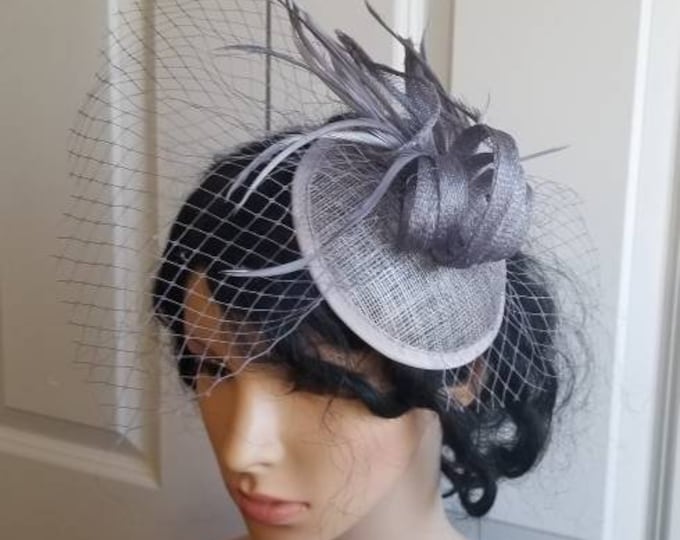 Silver/Gray Facinator Wedding Bridesmaids Fascinator Ascot Kentucky Derby Hat Tea Party Hat cocktail Melbourne Cup  Crownjewellusa