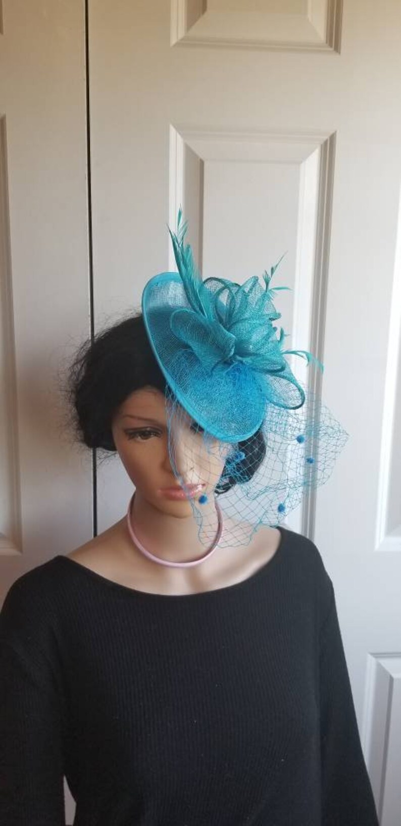 Teal Blue Fascinator Kentucky Derby Hat WeddingCocktail Tea Etsy