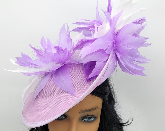 Lilac/Lavender and white Kentucky Derby Fascinator - Lavender Wedding Hat , Race Hat, Bridal Shower, Church Hat, Easter Hat