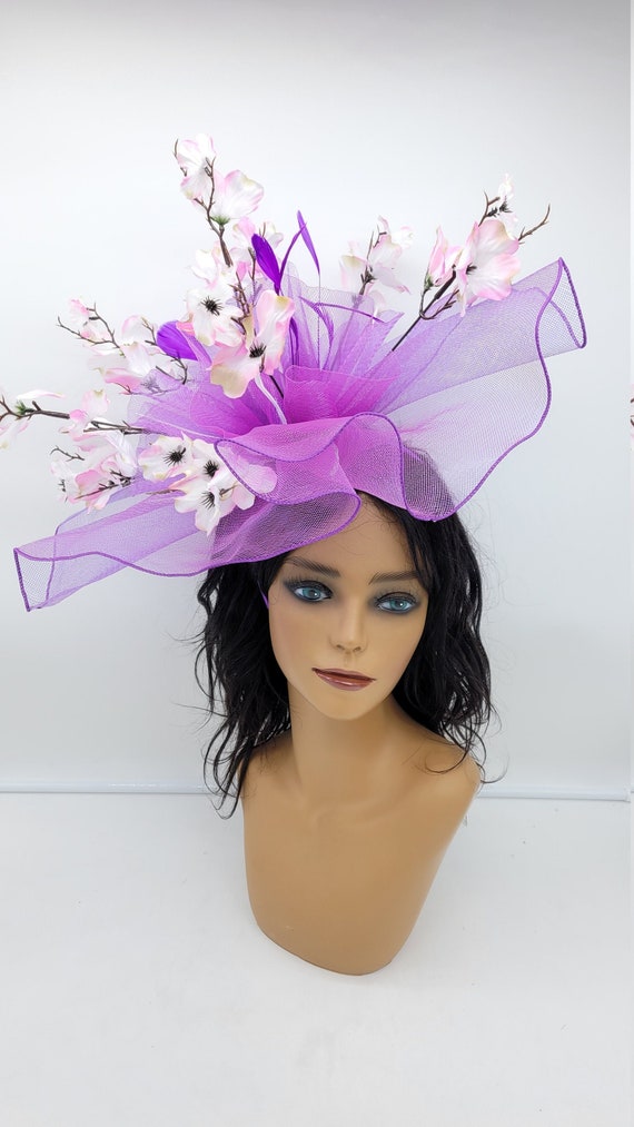 Lavender Derby Fascinator: Lilac Kentucky Derby Hat With  display picture 3