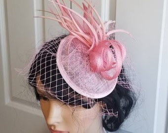 Pink Fascinator Hat Wedding - Kentucky Derby Hats, Church Hat