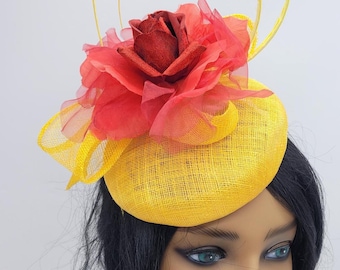 Yellow Fascinator Wedding Hat