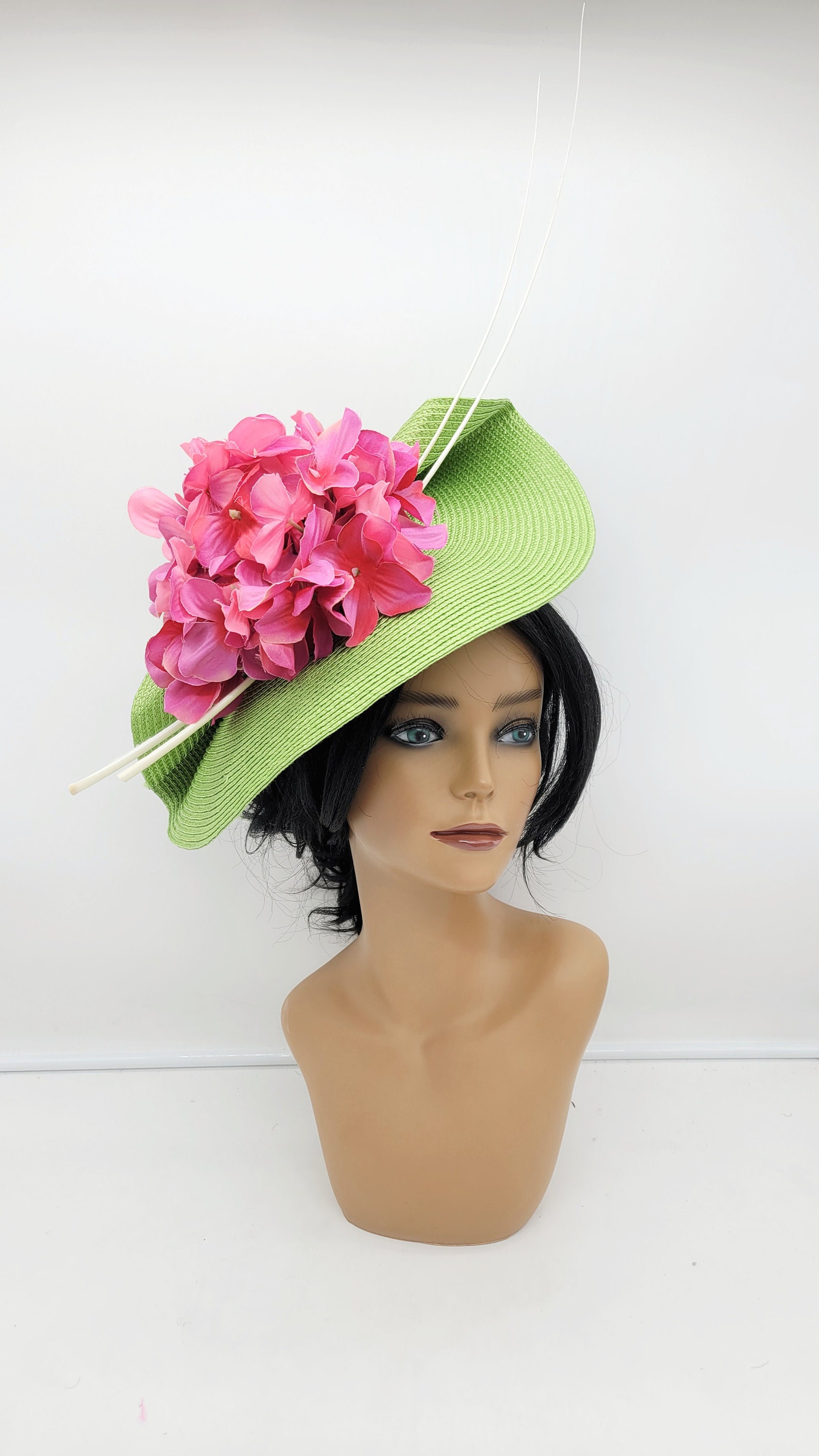 Donau Systematisch spier Lime Green and Hot Pink Kentucky Derby Fascinator, Green Hat, Race Hats,  Church, St Patrick's Day