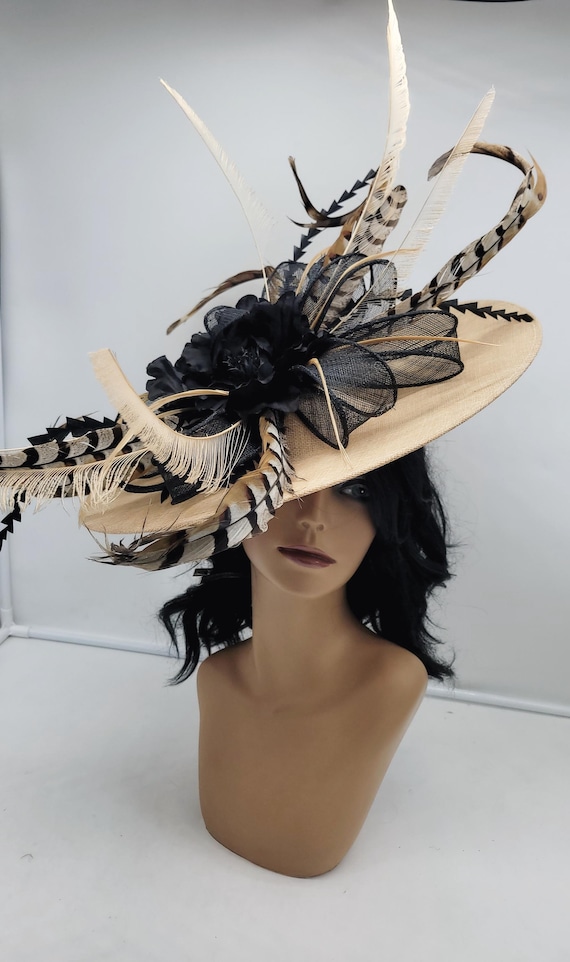 Tan Kentucky Derby Fascinator Hat: Vintage Wedding Race Day  display picture 2