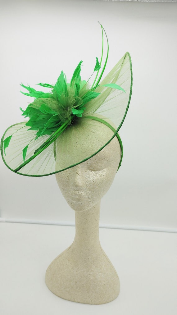 Green Feather Fascinator: Kentucky Derby Race Hat - Etsy display picture 2