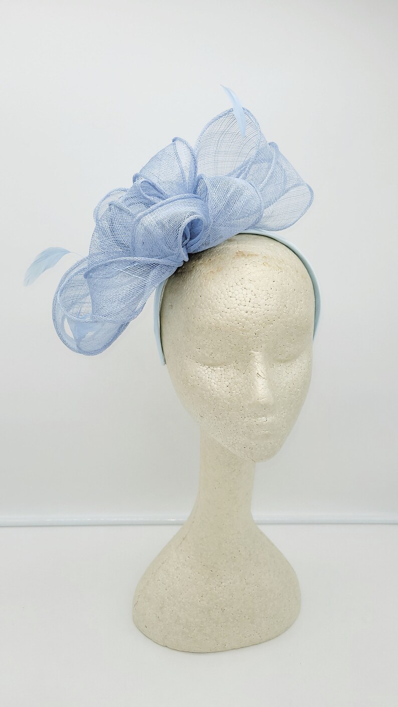 Light Blue Kentucky Derby Fascinator Wedding Hat, Kentucky Derby Hat, Race Hat, Bridal Hat, Church Hat, Easter Hat image 2