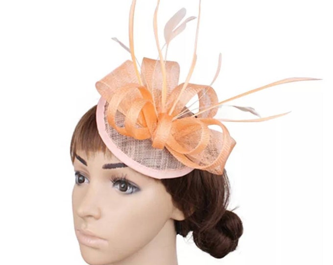 Peach Champagne Fascinator Hat