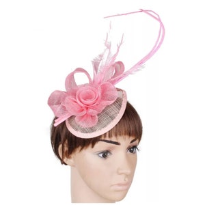 Girls Pink Fascinator Hat - Kenturky Derby Hat, Race Hat, Tea Party Hat, Bridal Hat, Church Hat, Fancy Hat