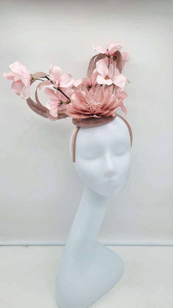 Blush Pink Floral Fascinator Hat: Wedding, Races, Tea Party 