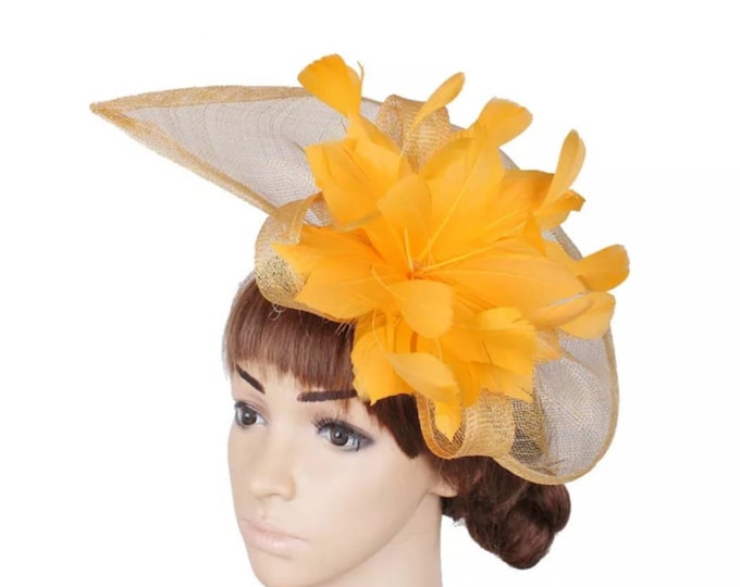 Yellow Fascinator Wedding Hat