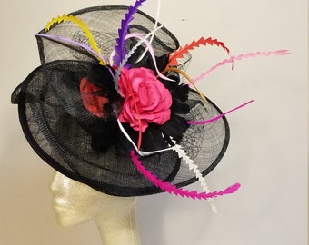 Black Fascinator Hat, Vintage Hat