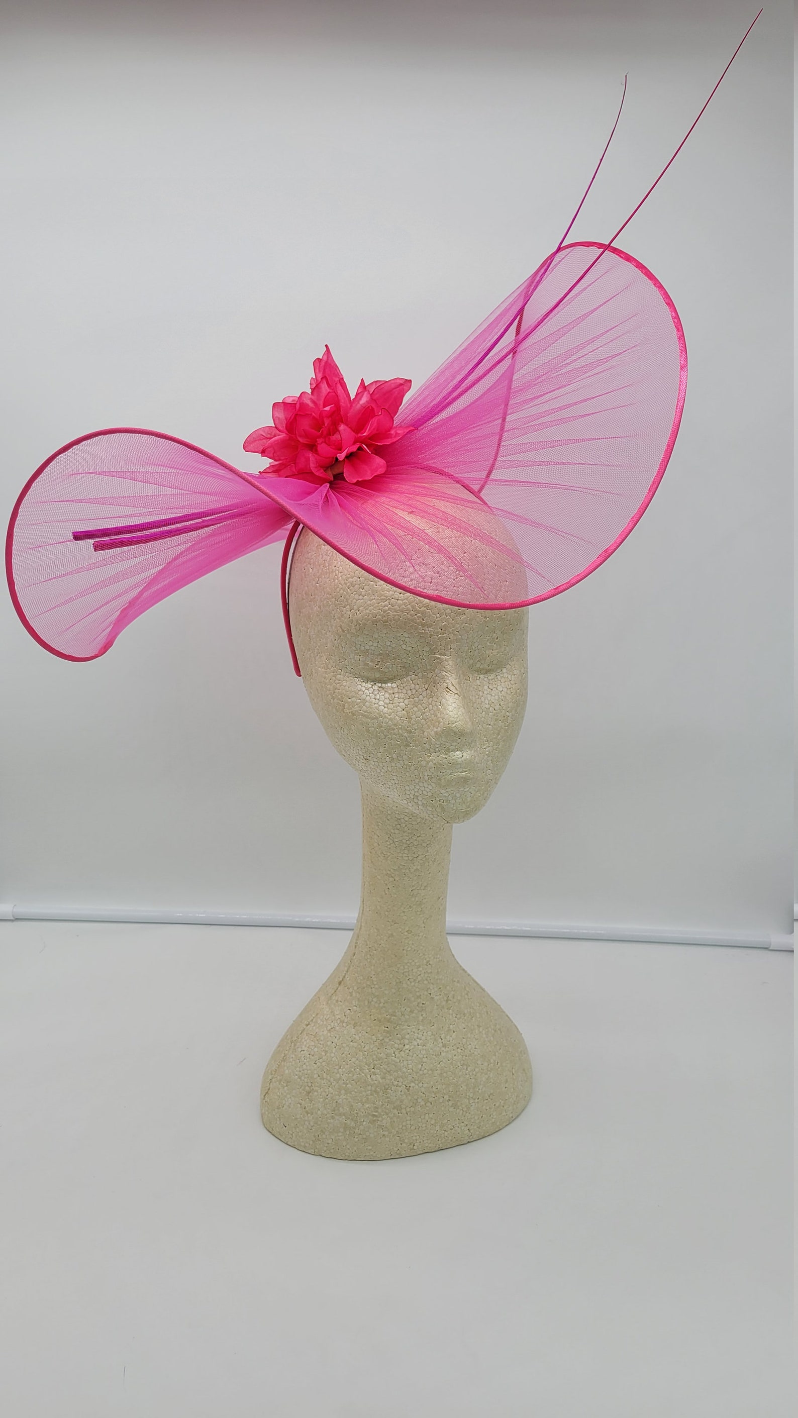 Large Hot Pink Kentucky Derby Fascinator Fuchsia Wedding Etsy