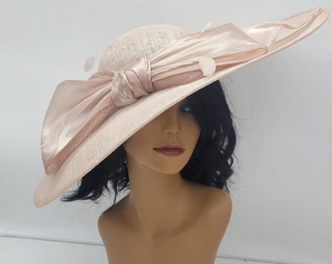 Large Blush Fascinator Hat - Wedding Hat, Kentucky Derby Race, Vintage
