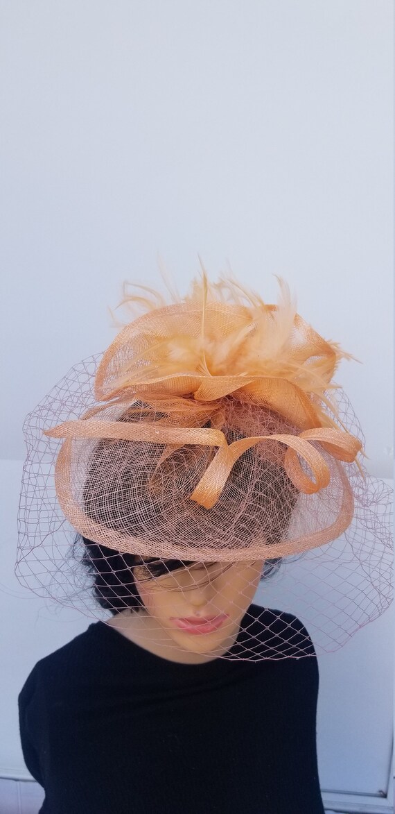 peach wedding hat