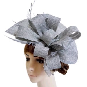 Gray Kentucky Derby fascinator- Silver Wedding Hat, Kentucky Derby Hat, Race Hat, Tea Party Hat, Bridal Hat, Church Hat, Fancy Hat