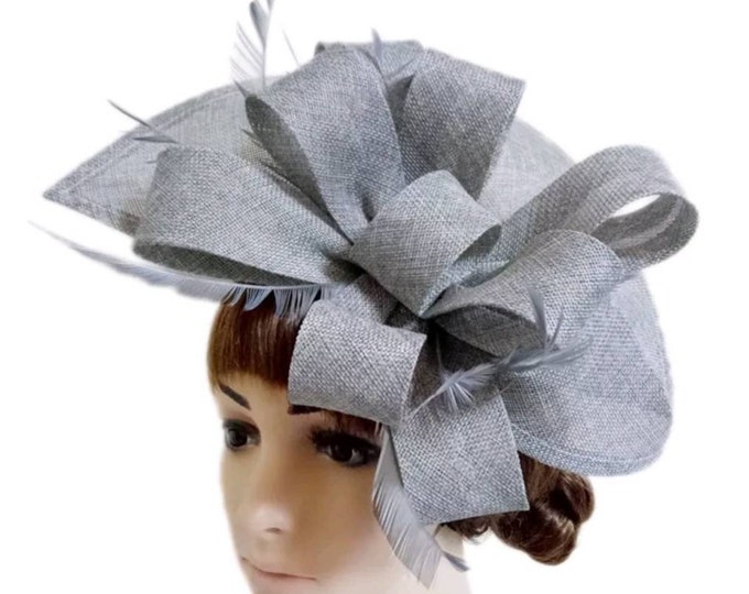 Silver Gray fascinator Hat