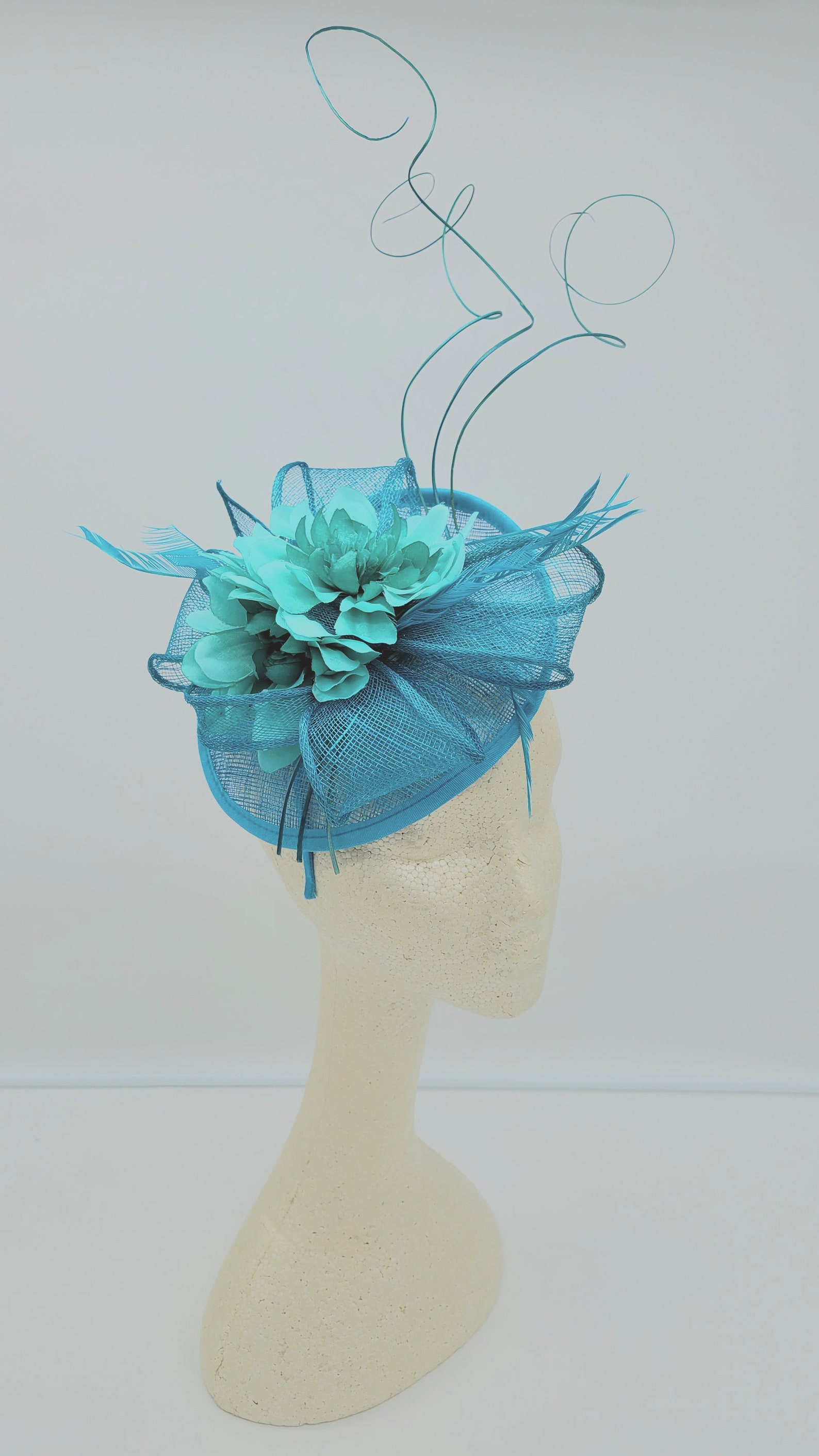 Teal Blue Kentucky Derby Fascinator Blue Wedding Hat Royal Etsy