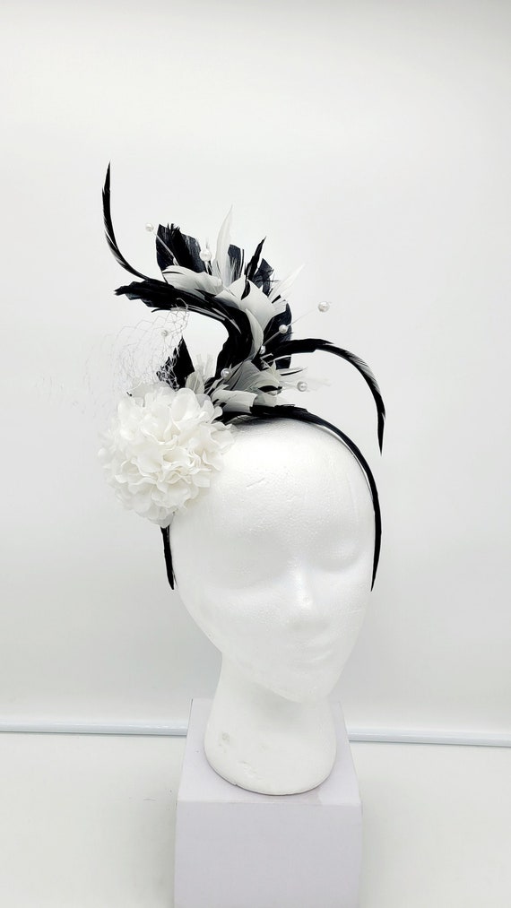 Black and White Kentucky Derby Headband: Feathered Tea Party  display picture 3