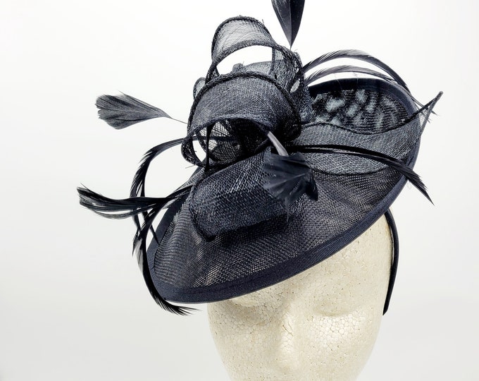 Black Kentucky Derby Hat- Black Wedding Hat, Costume Hats, Vintage Hats