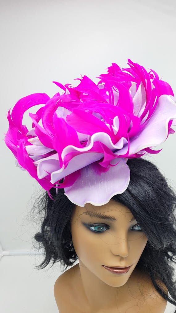 Lavender & Hot Pink Derby Fascinator: Elegant Race Day Hat  display picture 1