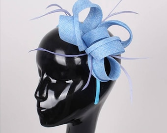 Light Blue Fascinator Hat - Wedding Hat, Kenturky Derby Hat, Race Hat, Easter H, Church Hat