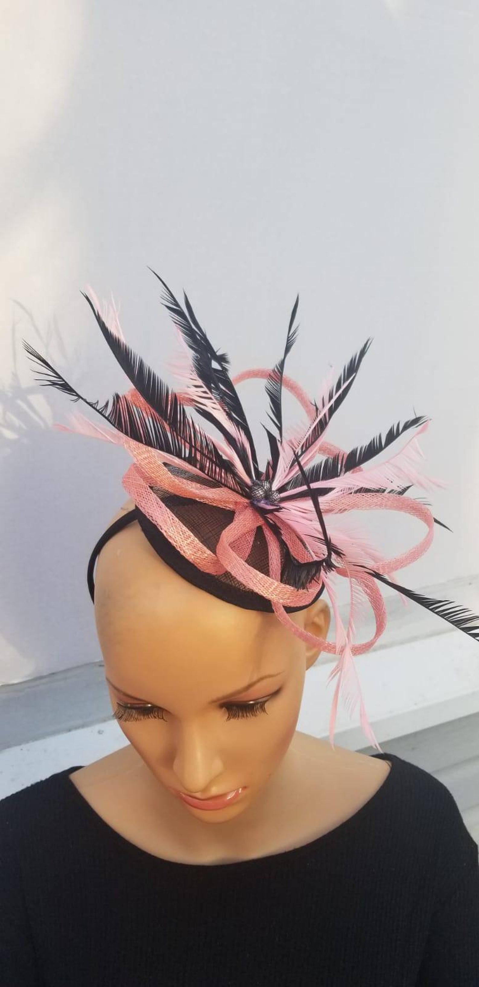 BlacK and Pink Fascinator Wedding Hat Bridesmaids Race Etsy