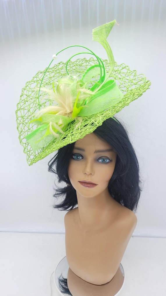 Lime Green Kentucky Derby Fascinator, Green Hat, Race Hats  display picture 1